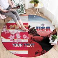 USA and Japan Rugby Custom Round Carpet Eagles Brave Blossoms Together Pacific - Wonder Print Shop