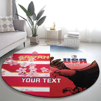 USA and Japan Rugby Custom Round Carpet Eagles Brave Blossoms Together Pacific - Wonder Print Shop