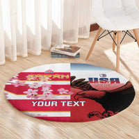 USA and Japan Rugby Custom Round Carpet Eagles Brave Blossoms Together Pacific - Wonder Print Shop