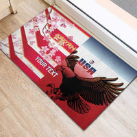 USA and Japan Rugby Custom Rubber Doormat Eagles Brave Blossoms Together Pacific - Wonder Print Shop