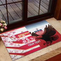 USA and Japan Rugby Custom Rubber Doormat Eagles Brave Blossoms Together Pacific - Wonder Print Shop