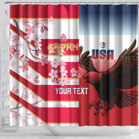 USA and Japan Rugby Custom Shower Curtain Eagles Brave Blossoms Together Pacific - Wonder Print Shop