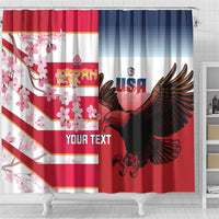 USA and Japan Rugby Custom Shower Curtain Eagles Brave Blossoms Together Pacific - Wonder Print Shop