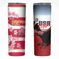 USA and Japan Rugby Skinny Tumbler Eagles Brave Blossoms Together Pacific - Wonder Print Shop