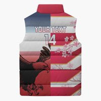 USA and Japan Rugby Custom Sleeveless Puffer Jacket Eagles Brave Blossoms Together Pacific - Wonder Print Shop