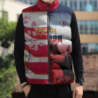 USA and Japan Rugby Custom Sleeveless Puffer Jacket Eagles Brave Blossoms Together Pacific - Wonder Print Shop