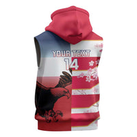 USA and Japan Rugby Custom Sleeveless Zip Hoodie Eagles Brave Blossoms Together Pacific - Wonder Print Shop