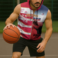 USA and Japan Rugby Custom Sleeveless Zip Hoodie Eagles Brave Blossoms Together Pacific - Wonder Print Shop