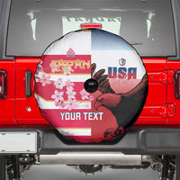 USA and Japan Rugby Custom Spare Tire Cover Eagles Brave Blossoms Together Pacific - Wonder Print Shop