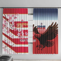 USA and Japan Rugby Custom Window Curtain Eagles Brave Blossoms Together Pacific - Wonder Print Shop