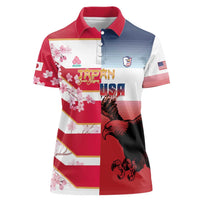 USA and Japan Rugby Custom Women Polo Shirt Eagles Brave Blossoms Together Pacific - Wonder Print Shop