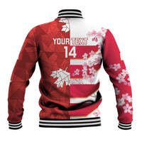 Canada and Japan Rugby Custom Baseball Jacket Canucks Brave Blossoms Together Pacific - Wonder Print Shop