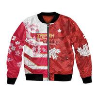 Canada and Japan Rugby Custom Bomber Jacket Canucks Brave Blossoms Together Pacific - Wonder Print Shop