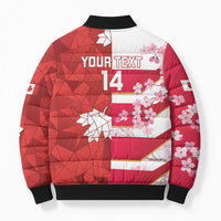 Canada and Japan Rugby Custom Bomber Puffer Jacket Canucks Brave Blossoms Together Pacific - Wonder Print Shop