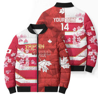 Canada and Japan Rugby Custom Bomber Puffer Jacket Canucks Brave Blossoms Together Pacific - Wonder Print Shop