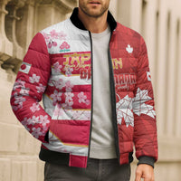 Canada and Japan Rugby Custom Bomber Puffer Jacket Canucks Brave Blossoms Together Pacific - Wonder Print Shop