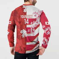 Canada and Japan Rugby Custom Button Sweatshirt Canucks Brave Blossoms Together Pacific - Wonder Print Shop