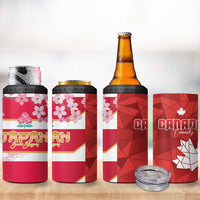 Canada and Japan Rugby 4 in 1 Can Cooler Tumbler Canucks Brave Blossoms Together Pacific - Wonder Print Shop
