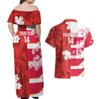 Canada and Japan Rugby Custom Couples Matching Off Shoulder Maxi Dress and Hawaiian Shirt Canucks Brave Blossoms Together Pacific - Wonder Print Shop