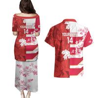 Canada and Japan Rugby Custom Couples Matching Puletasi and Hawaiian Shirt Canucks Brave Blossoms Together Pacific - Wonder Print Shop
