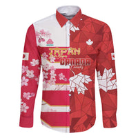 Canada and Japan Rugby Custom Family Matching Long Sleeve Bodycon Dress and Hawaiian Shirt Canucks Brave Blossoms Together Pacific - Wonder Print Shop