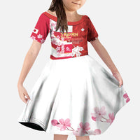 Canada and Japan Rugby Custom Family Matching Off The Shoulder Long Sleeve Dress and Hawaiian Shirt Canucks Brave Blossoms Together Pacific - Wonder Print Shop