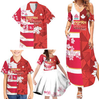 Canada and Japan Rugby Custom Family Matching Summer Maxi Dress and Hawaiian Shirt Canucks Brave Blossoms Together Pacific - Wonder Print Shop