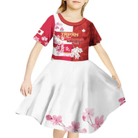 Canada and Japan Rugby Custom Kid Short Sleeve Dress Canucks Brave Blossoms Together Pacific - Wonder Print Shop