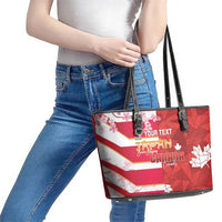 Canada and Japan Rugby Custom Leather Tote Bag Canucks Brave Blossoms Together Pacific - Wonder Print Shop