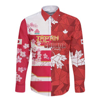 Canada and Japan Rugby Custom Long Sleeve Button Shirt Canucks Brave Blossoms Together Pacific - Wonder Print Shop