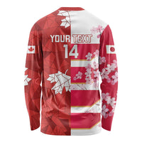 Canada and Japan Rugby Custom Long Sleeve Shirt Canucks Brave Blossoms Together Pacific - Wonder Print Shop