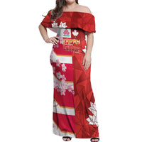 Canada and Japan Rugby Custom Off Shoulder Maxi Dress Canucks Brave Blossoms Together Pacific - Wonder Print Shop