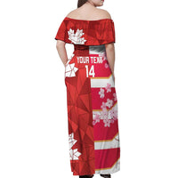 Canada and Japan Rugby Custom Off Shoulder Maxi Dress Canucks Brave Blossoms Together Pacific - Wonder Print Shop