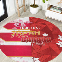 Canada and Japan Rugby Custom Round Carpet Canucks Brave Blossoms Together Pacific - Wonder Print Shop