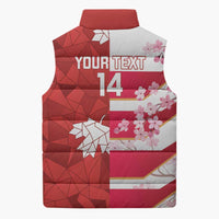 Canada and Japan Rugby Custom Sleeveless Puffer Jacket Canucks Brave Blossoms Together Pacific - Wonder Print Shop