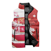 Canada and Japan Rugby Custom Sleeveless Puffer Jacket Canucks Brave Blossoms Together Pacific - Wonder Print Shop