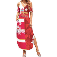 Canada and Japan Rugby Custom Summer Maxi Dress Canucks Brave Blossoms Together Pacific - Wonder Print Shop
