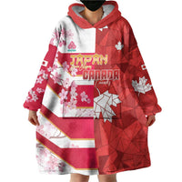 Canada and Japan Rugby Custom Wearable Blanket Hoodie Canucks Brave Blossoms Together Pacific - Wonder Print Shop