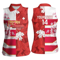 Canada and Japan Rugby Custom Women Sleeveless Polo Shirt Canucks Brave Blossoms Together Pacific - Wonder Print Shop