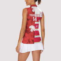 Canada and Japan Rugby Custom Women Sleeveless Polo Shirt Canucks Brave Blossoms Together Pacific - Wonder Print Shop