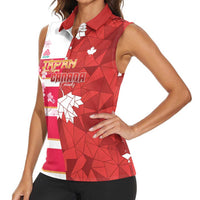 Canada and Japan Rugby Custom Women Sleeveless Polo Shirt Canucks Brave Blossoms Together Pacific - Wonder Print Shop
