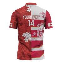 Canada and Japan Rugby Custom Zipper Polo Shirt Canucks Brave Blossoms Together Pacific - Wonder Print Shop