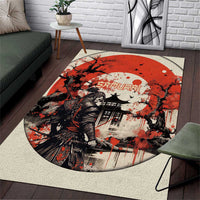 Samurai Warrior Japan Area Rug Red-blossomed Tree Classic Japanese Stylized - Wonder Print Shop