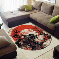 Samurai Warrior Japan Area Rug Red-blossomed Tree Classic Japanese Stylized - Wonder Print Shop