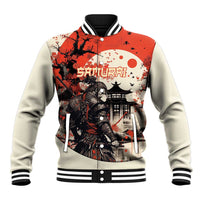 Samurai Warrior Japan Baseball Jacket Red-blossomed Tree Classic Japanese Stylized - Wonder Print Shop