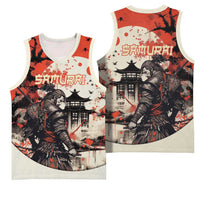 Samurai Warrior Japan Basketball Jersey Red-blossomed Tree Classic Japanese Stylized - Wonder Print Shop