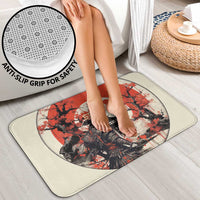 Samurai Warrior Japan Bathroom Set Red-blossomed Tree Classic Japanese Stylized - Wonder Print Shop