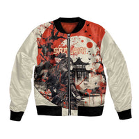 Samurai Warrior Japan Bomber Jacket Red-blossomed Tree Classic Japanese Stylized - Wonder Print Shop