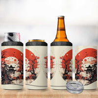 Samurai Warrior Japan 4 in 1 Can Cooler Tumbler Red-blossomed Tree Classic Japanese Stylized - Wonder Print Shop