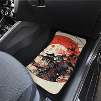 Samurai Warrior Japan Car Mats Red-blossomed Tree Classic Japanese Stylized - Wonder Print Shop